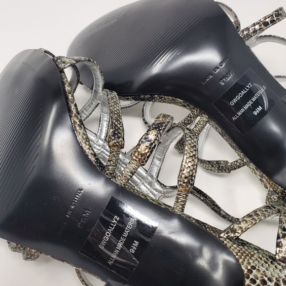 GUESS by Marciano Snakeskin Silver Strappy Heels - Picture 5 of 6